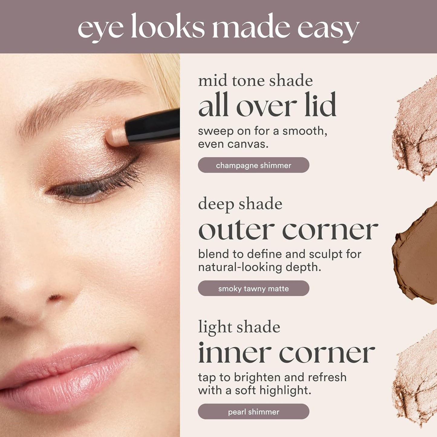 Julep Eyeshadow 101 Cream-to-Powder Waterproof Shadow Stick – Clove Shimmer – Long-Lasting, Crease-Proof, Peach Brown Shimmer Cream Eyeshadow with Built-in Smudger