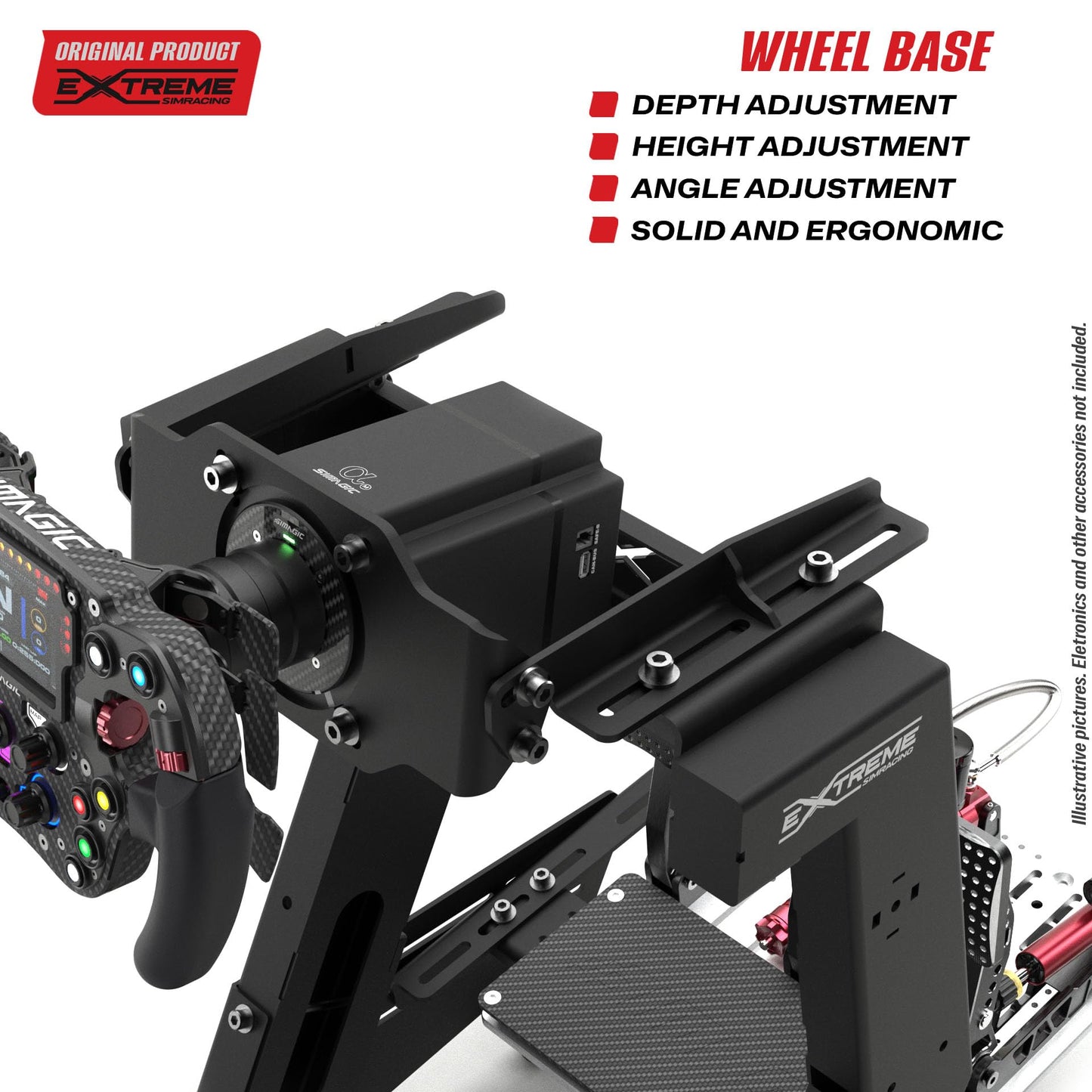 Extreme Simracing Chassis 4.0 (Black) + Horizontal Mount | Compatible with Logitech, Thrustmaster, Simagic, Moza & SimCube | Adjustable Racing Simulator Cockpit with Heavy-Duty Steel Construction