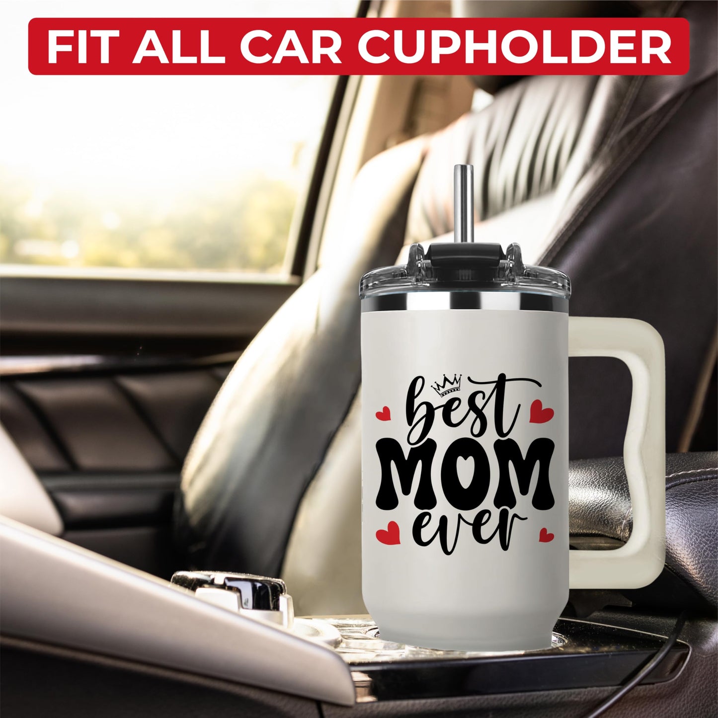 Vivulla68 Best Mom Ever Tumbler With Handle 40oz, Mommy Coffee Mug, Mama Tumblers, Momma Gift Ideas, Funny Birthday Present For Her, Cute Mother Day Gift Tumbler, Mom Cup