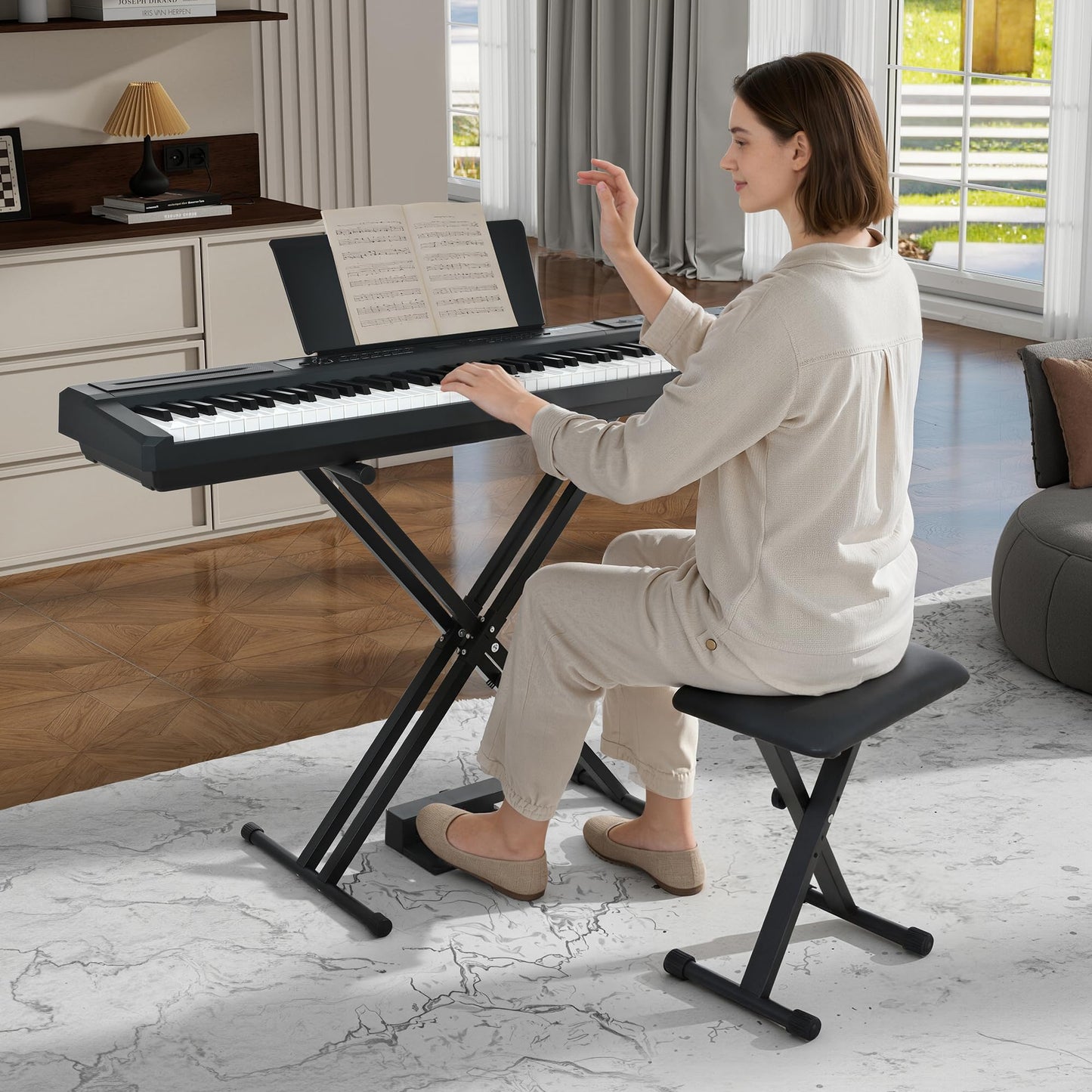 MSTNE Digital Piano 88 Key Weighted Keyboard Hammer Action, Full Size Electric Piano Keyboard with Adjustable Stand,Powerful Functional Panel,Professional 3 Pedal Unit for Beginner Intermediate Player