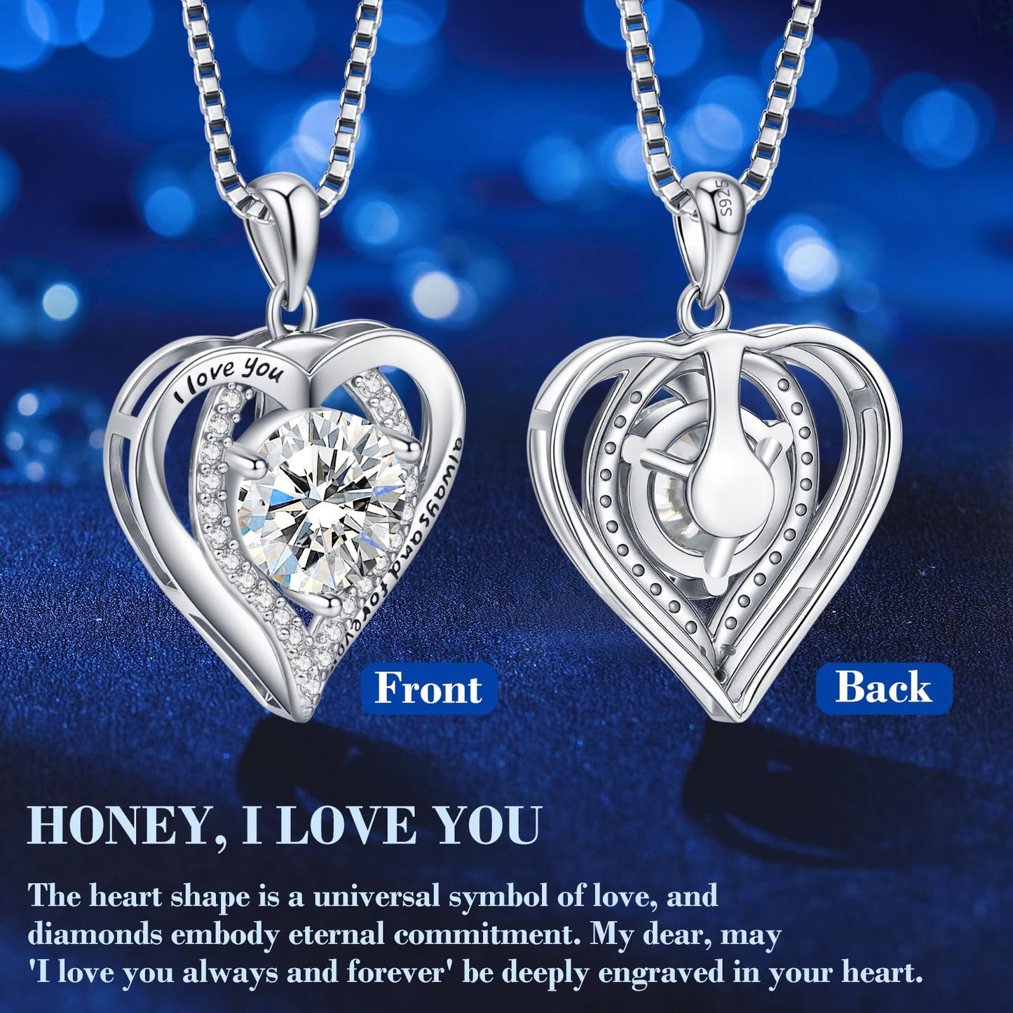 DOFRID Moissanite Necklace for Women, 1-3 Carat Heart Pendant Necklace, 925 Sterling Silver, Anniversary Present for Wife, Women, Birthday Gifts for Wife, Jewelry Gifts for Girlfriend, Mom