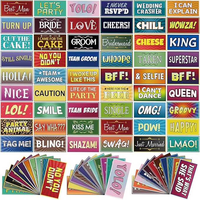 64 Designs Photo Booth Props Double Sided 11x5.5 Inch Holiday Photo Booth Props for Office Friend Christmas All Scene Birt...