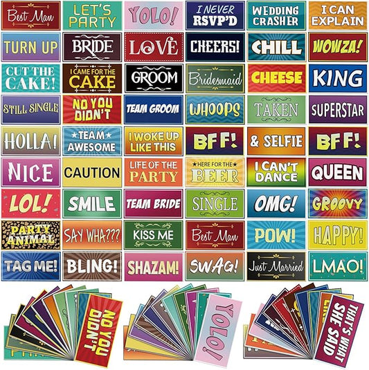 64 Designs Photo Booth Props Double Sided 11x5.5 Inch Holiday Photo Booth Props for Office Friend Christmas All Scene Birt...