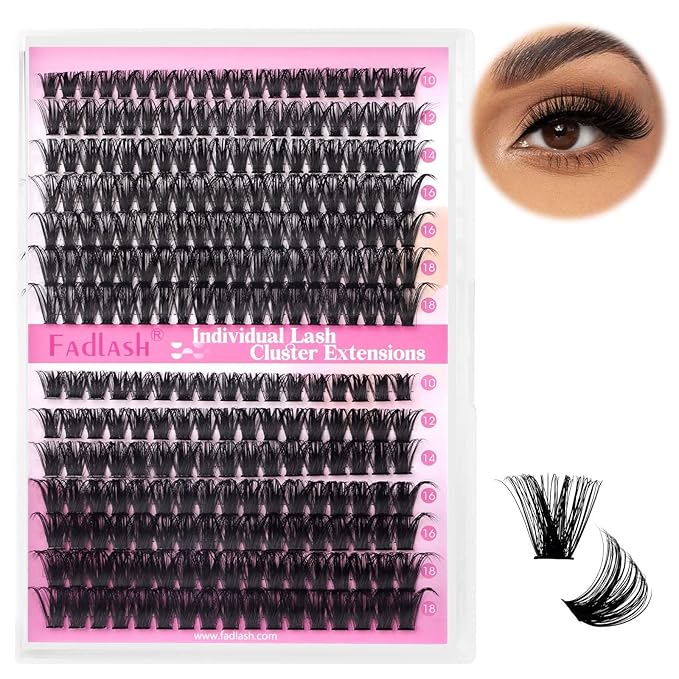 Lash Clusters Fluffy 60D+80D 10-18mm Mixed Tray Thick Eyelash Clusters C Curl Individual Lashes 259pcs Eyelash Extension Clusters Wispy Soft DIY Lash Extensions (60D+80D-0.07-C,10-18mm)