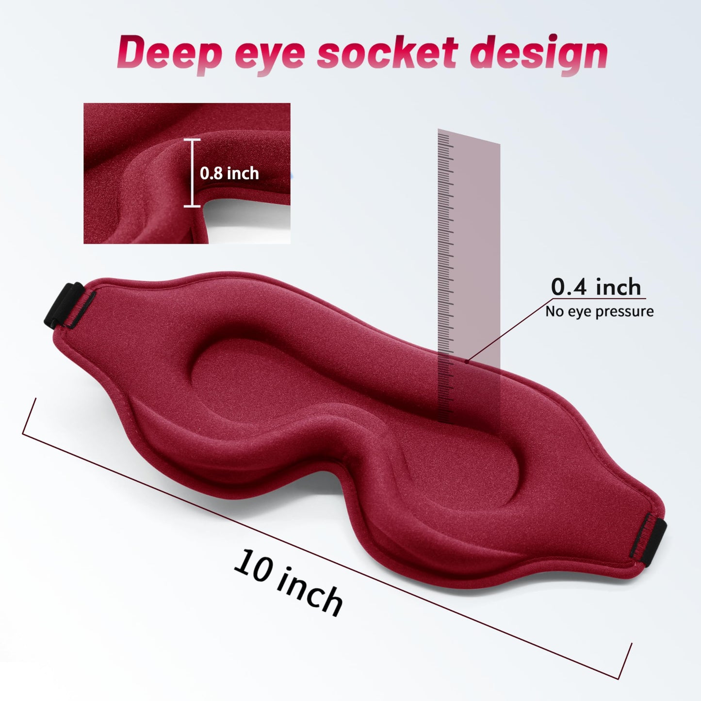 Sleep Eye Mask for Men Women, Lash Extensions 3D Sleeping Mask, Travel Blackout Night Blindfold Eye Shade Cover with Adjustable Strap (Red-3D)