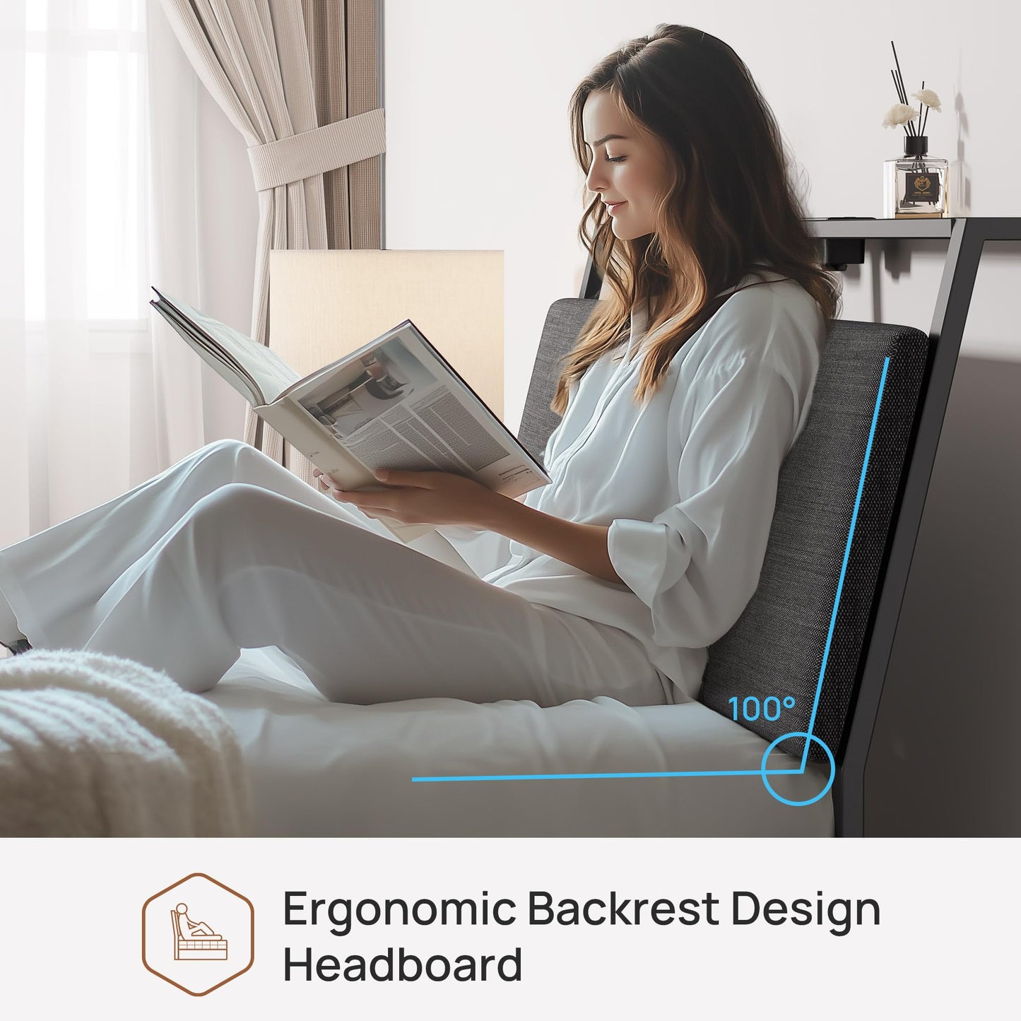 Rolanstar Queen Bed Frame with Ergonomic Headboard Storage & Charging Station, Upholstered Platform Bed with LED Light & Drawer, Heavy Duty Metal Slats, Noise Free, No Box Spring Needed, Grey