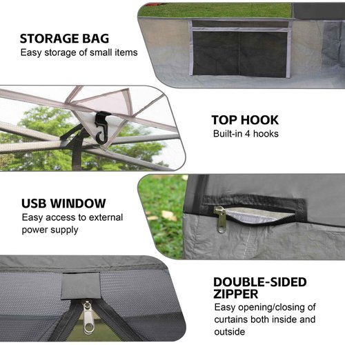 Canopy Universal Mosquito Netting Tent, Converts 10'x10' Canopy Gazebo into Camping Inner Tent, Screen House with Full PE Floors for Outdoor, Backyard. (TOP & Frame NOT Included) Black