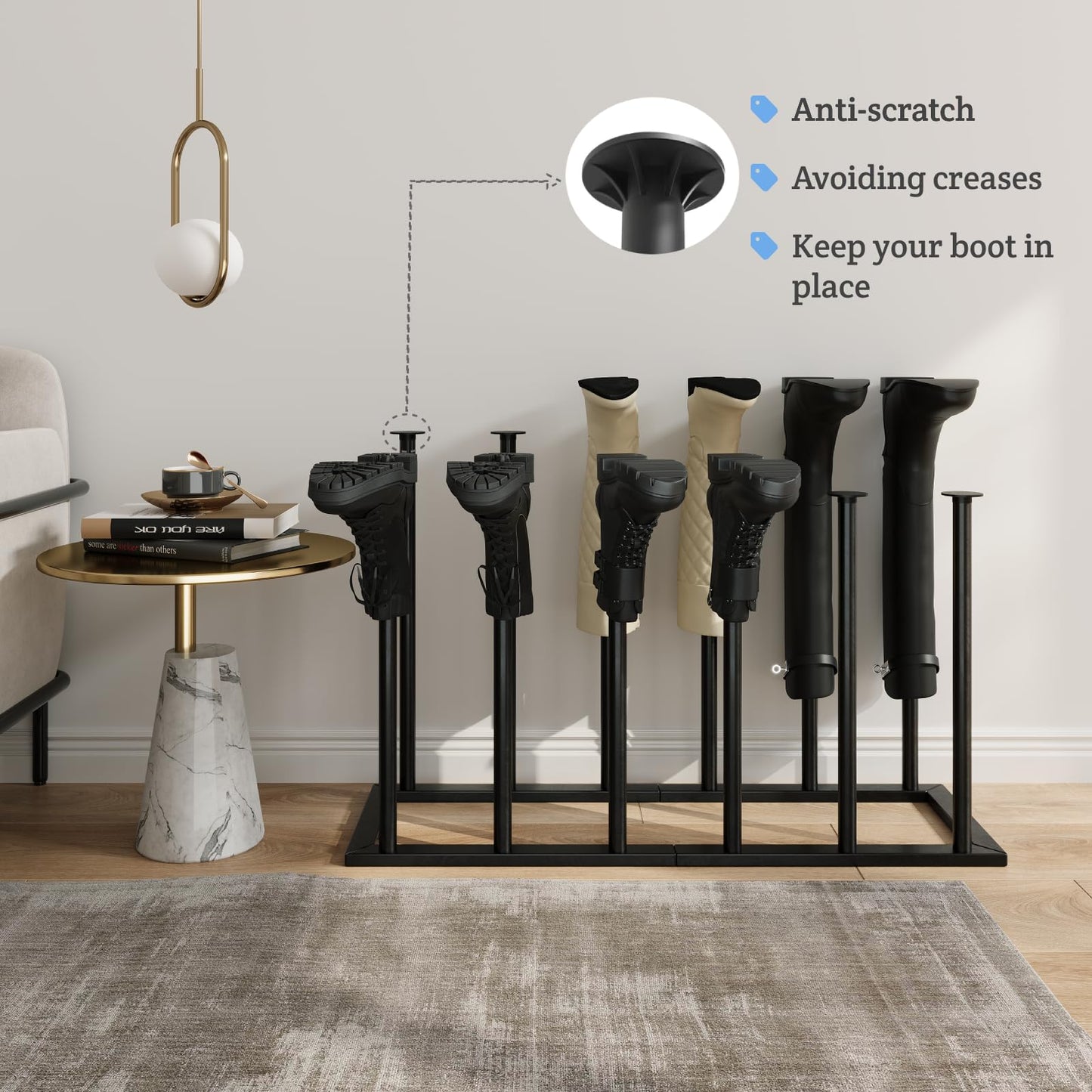 Yumark Boot Rack Boot Organizer for Tall Boots Entryway Boot Storage for 6 Pairs Hallway Boot Storage Rain Boot Shelf Free Standing Boot Holder for Cowboy Boot