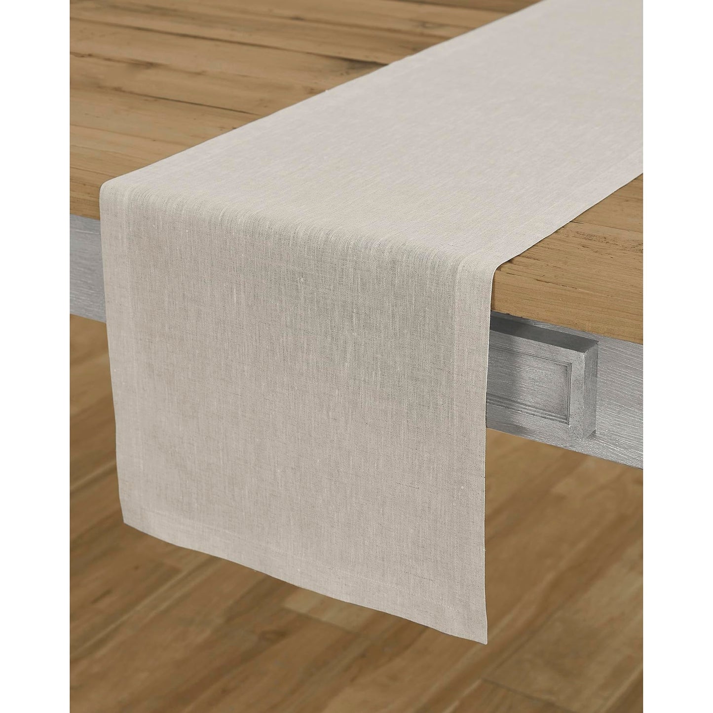 Solino Home Linen Table Runner 108 Inches Long - Athena, 100% Pure Linen Light Natural 14 x 108 Inch Table Runner for Dining, Summer, Fall