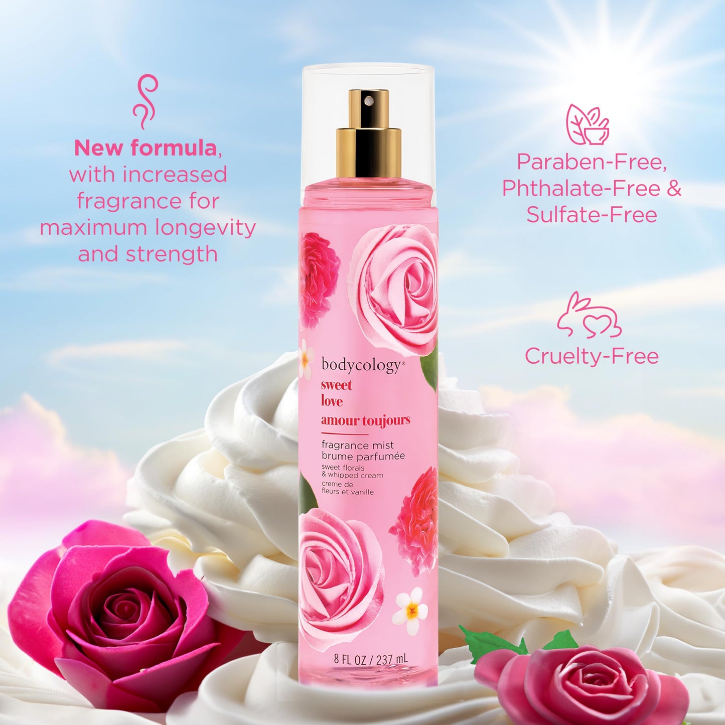 Bodycology Long-Lasting Fragrance Body Mist, Sweet Love, 8 fl oz