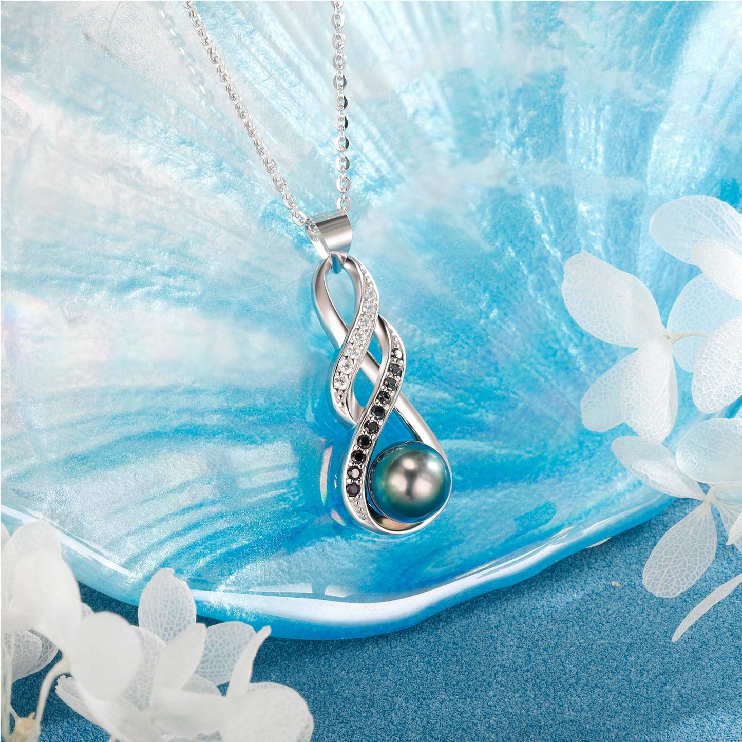 NONNYL Birthday Gifts for Women Valentine's Day Gifts for Her Grandma-Mothers Day Gifts for Mom, Gift for Wife Wedding Birthday Anniversary Jewelry,Christmas Day Gifts Tahitian Black Pearl Necklace
