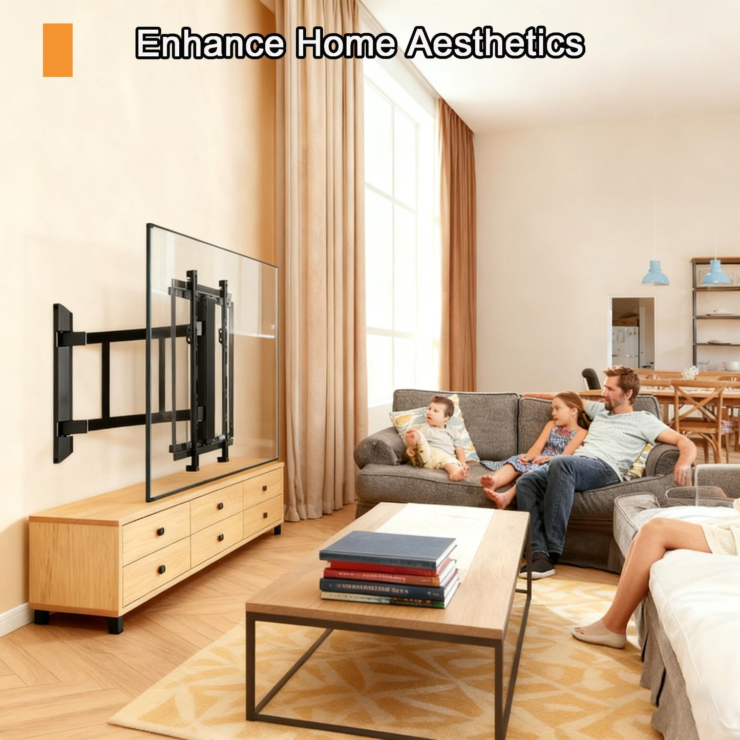 Full Motorized TV Wall Mount for 65-86in Large TVs, Long Arm Smart Slim Folding Wall Mount ±90° Swivel Tilt Extension Adjustable TV Mount Max VESA Size 750x600mm,Holds 180 lbs (Black, 75-86in)