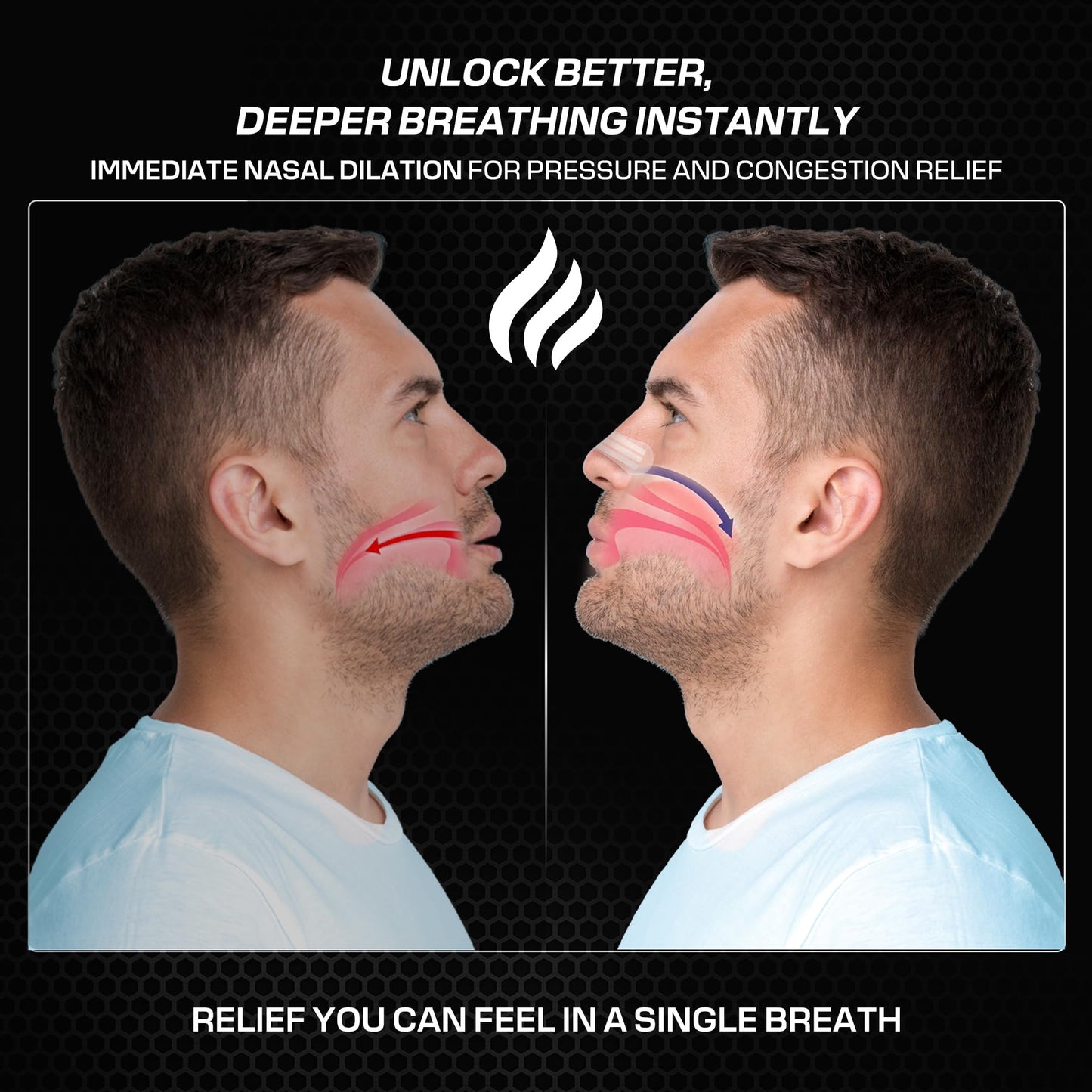 Performance Nose Strips for Breathing (60 Count) - Oil & Sweat Proof Adhesive - Athletic Nasal Strips for Snoring & Sleeping - Clear, Wide, Universal Fit, Extra Strength Snoring Solution for Sleep