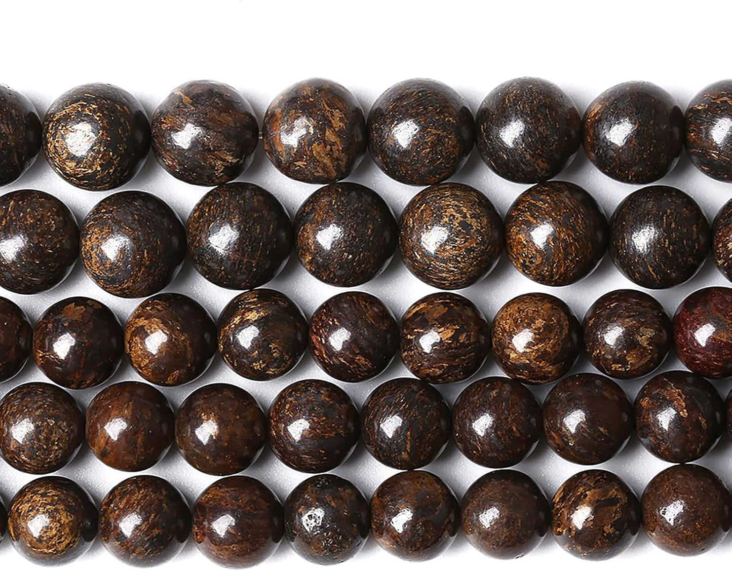 116pcs 6mm Natural Stone Beads Brown Bronzite Gemstone Round Loose Beads for Jewelry Making DIY Bracelet Necklace 32" 2 Strands
