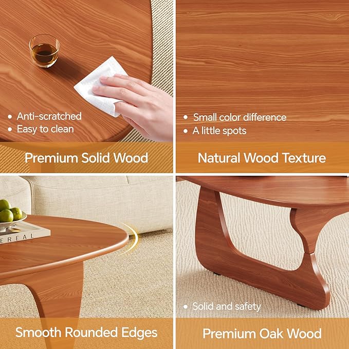 LUCKIIA Coffee Tables Wood Small Farmhouse Coffee Table Mid-Century Modern Wood Center Table for Living Room, Walnut, 35 Inch