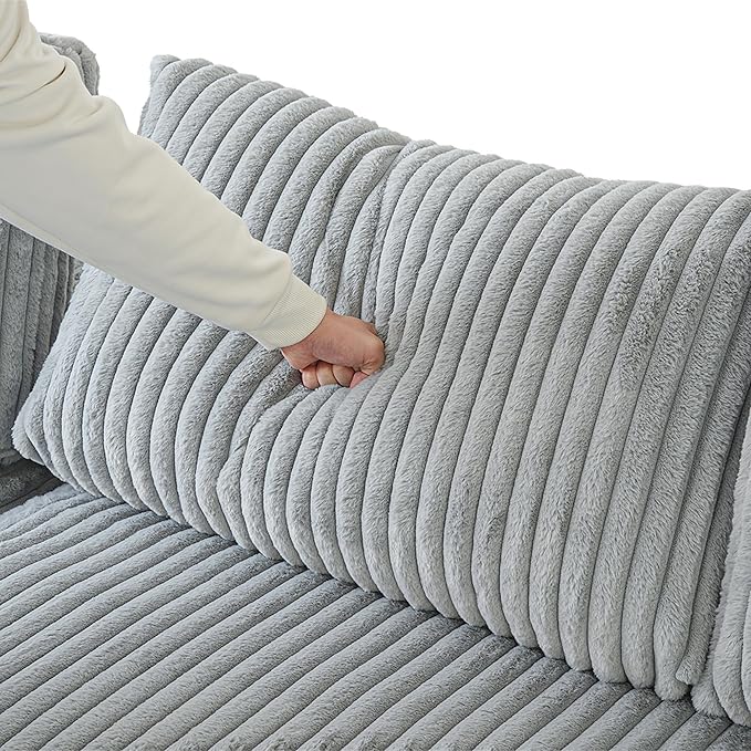 Cloud Modular Sectional Couch,157" Oversized 7 Seater Sofa,V Shaped Sofa Couch with Storage Ottoman,Plush Sofas with Chaise for Living Room,Covers Washable&Replaceable (Grey)