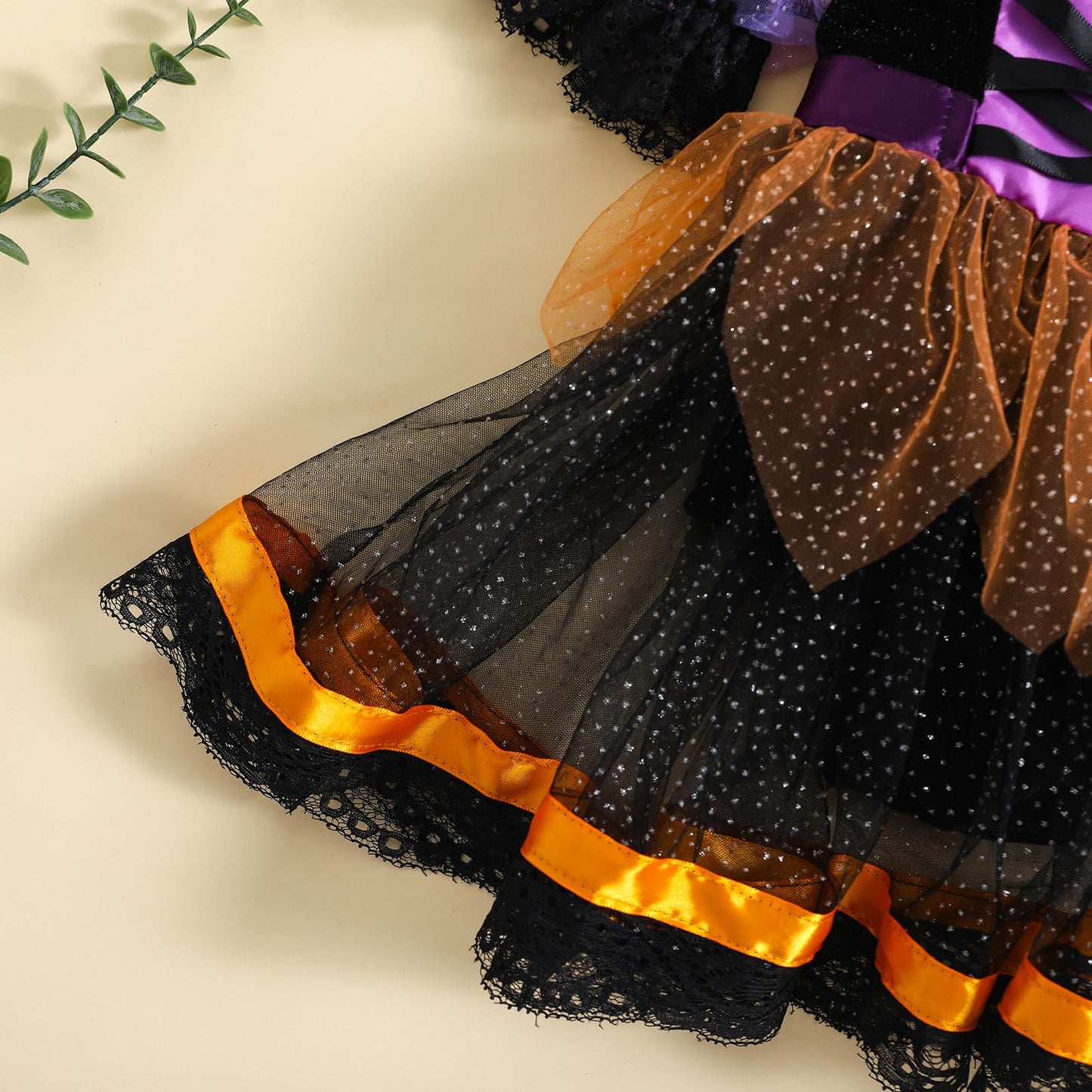 Nicoxijia Newborn Baby Girl Halloween Witch Costume Puff Sleeve Tulle Romper Dress Lace Tutu Skirt Bodysuit Party Outfits