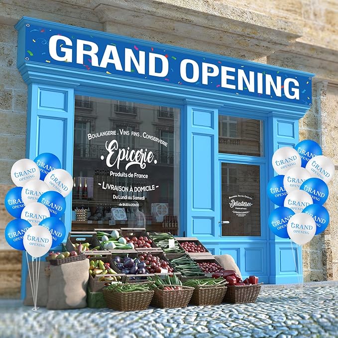 Large Grand Opening Banner 30 Pieces Latex Grand Opening Balloons Decorations 12 Inch Latex Balloons 18 x 118 Inch Retail ...