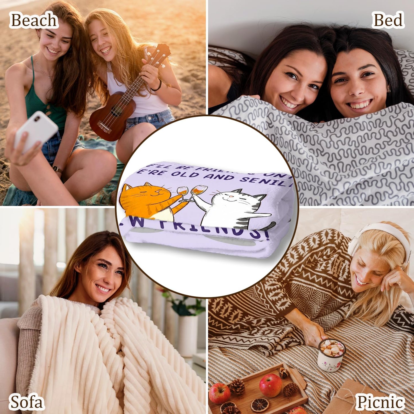 Best Friend Birthday Gifts for Women, Friendship Gifts for Women Friends, Graduation Christmas Birthday Gift for Best Friend Woman, Bestie, BFF, Soul Sister, Friendship Gift- Throw Blanket 60"x50"