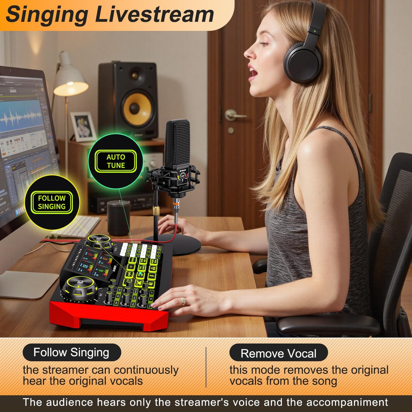 Podcast Equipment Bundle With Live Sound Card Audio Mixer, Podcast Equipment With 3.5Mm Microphone, Soundboard For Phone, Comput