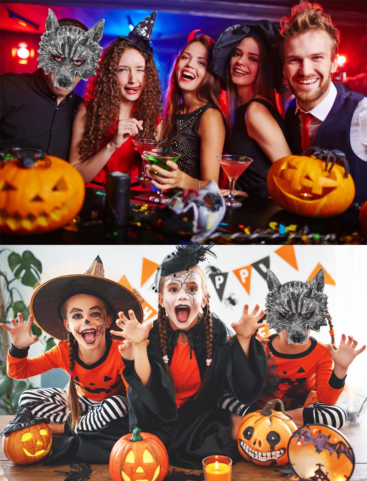 Luxtacular Werewolf Wolf Costume for Men Women Halloween Costumes Accessories Kit with Wolf Mask,Gloves,Legging,Tails for Adult,4 Pcs