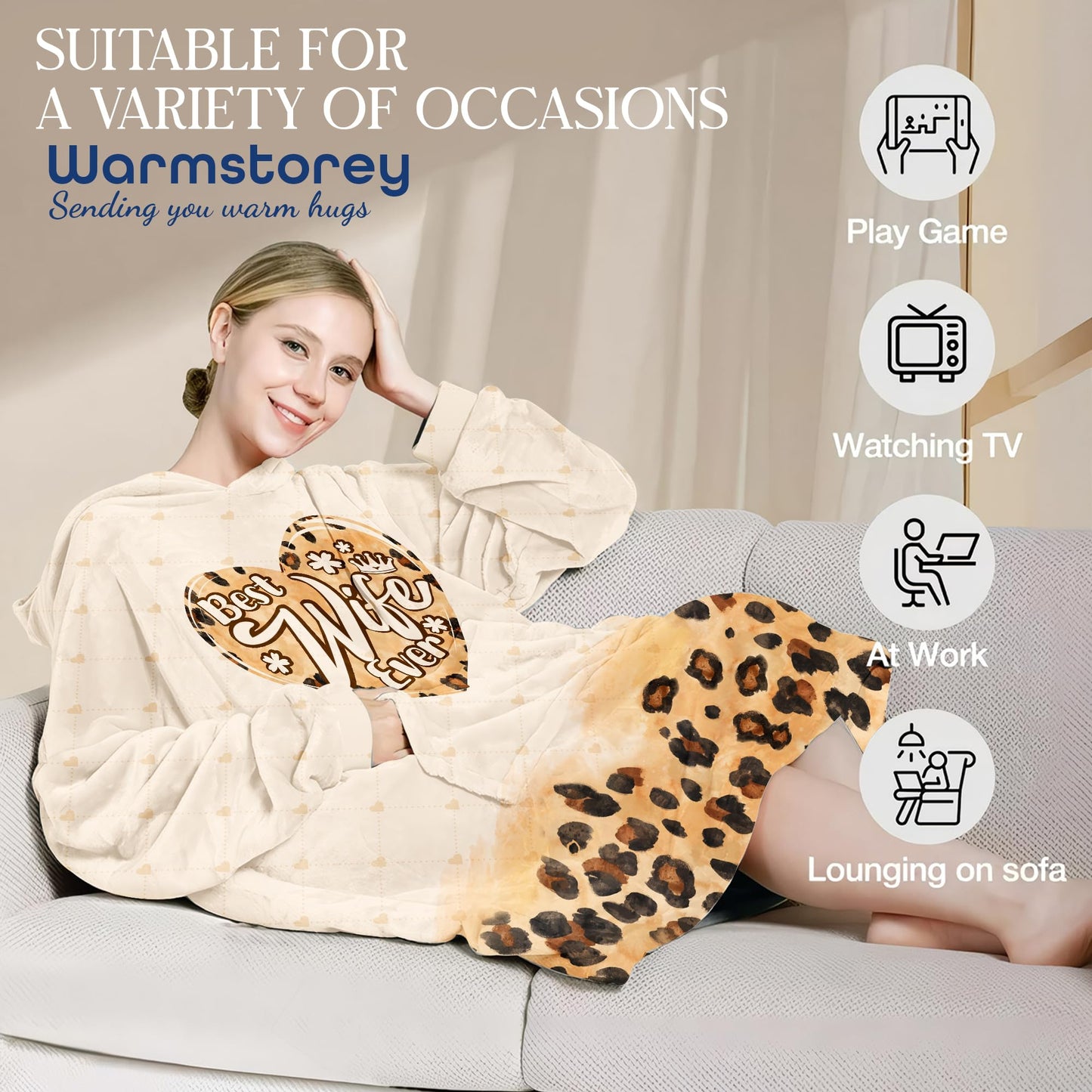 Warmstorey Wearable Blanket Hoodie for Wife Best Wife Ever Hoodie Blanket - I Am Not Spoiled Wife Hoodie My Husband Just Loves Me, Cozy Gift for Christmas, Anniversary, Birthday
