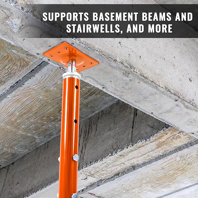 Yaocom 2 Pcs Adjustable Jack Post, 37"-61" Height Range, Basement Floor House Screw Jacks for Lifting Joist Beam Brace for Cellar Ceiling, Center Point Load Capacity 11023 Lbs, Orange