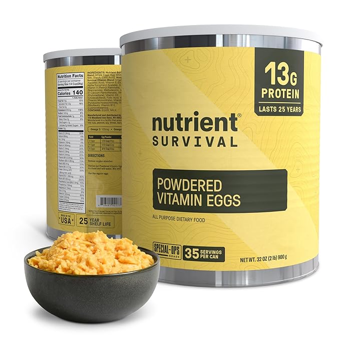 70 Egg Equivalent Nutrient Survival Vitamin Powdered Eggs Blend, Freeze Dried Prepper Supplies & Emergency Food Supply, 33...