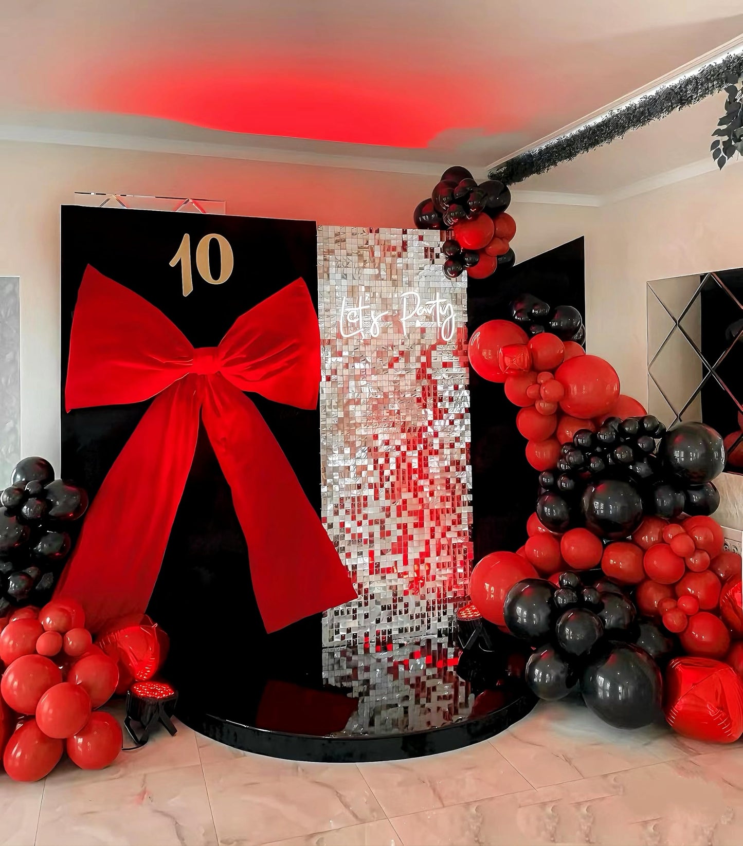 Red and Black Balloon Arch Kit, 114PCS Red and Black Balloons, 4 Sizes Black Red Balloons for Casino Theme New Year Birthday Party Decorations