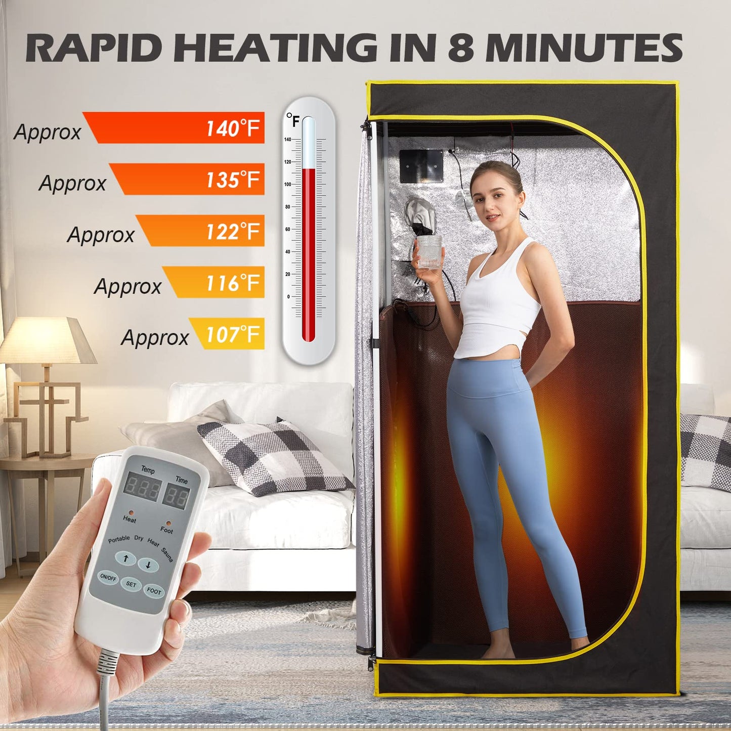 amocane Portable Infrared Sauna, Full Size Personal Home Sauna Spa for Relaxation, Dry Heart Sauna Tent with Heating Foot Pad & Fortable Chair (L 31.5" x H 31.5" x H 62.9")