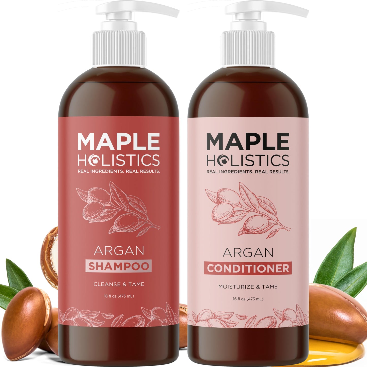 Argan Oil Shampoo and Conditioner for Dry Hair - Paraben and Sulfate Free Shampoo and Conditioner Set for Dry Hair Frizz Curl Ca