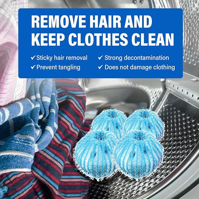 Pet Hair Remover for Laundry, 12 PCS Reusable Pet Hair Remover Balls, Washing Machine Hair Catcher for Dog and Cat Hair Removal, Gentle Lint Collector for Laundry Care, Blue