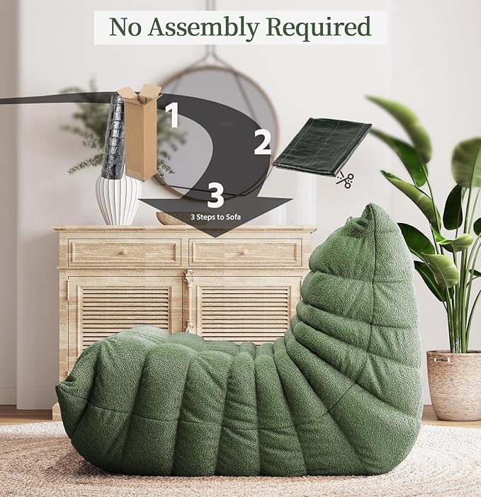 Selyteramy Oversized Bean Bag Chairs for Adults, Giant Beanbag Chair with Memory Foam, Comfy Lounge Chair Lazy Sofa for Apartment, Living Room, Bedroom, Office(Teddy Fabric)