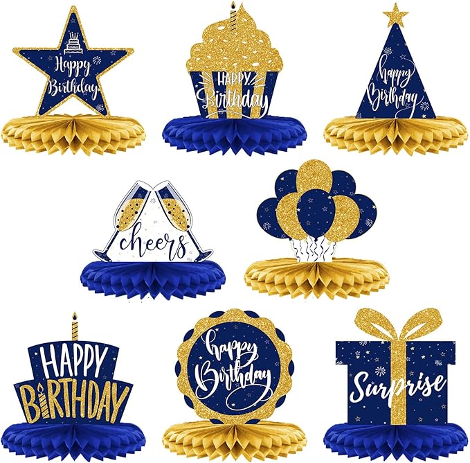 Spakon 8 Pieces Table Decorations Glitter Honeycomb Centerpieces Table Toppers Party Decorations for Men and Women Party S...