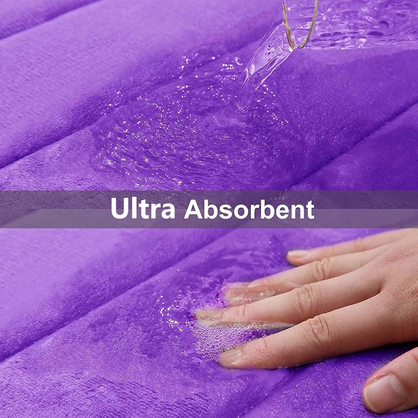 Buganda Memory Foam Bath Mat, 47" x 17", Ultra Soft and Non-Slip Bathroom Rugs, Water Absorbent and Machine Washable Bath Rug Runner for Bathroom, Shower, and Tub, Purple