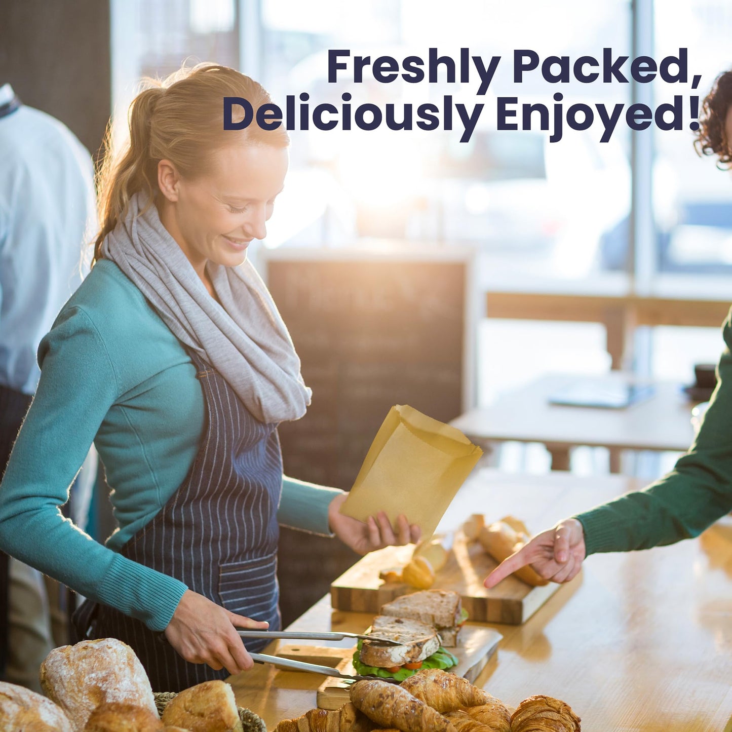 Fit Meal Prep 200 Pack Paper Sandwich Bags 7 x 6”, Greaseproof Snack Bags, Unbleached Pastry Bag, Recyclable Small Brown Paper Bags, Cookie Sleeves, Food Packing for Bakery, Donuts