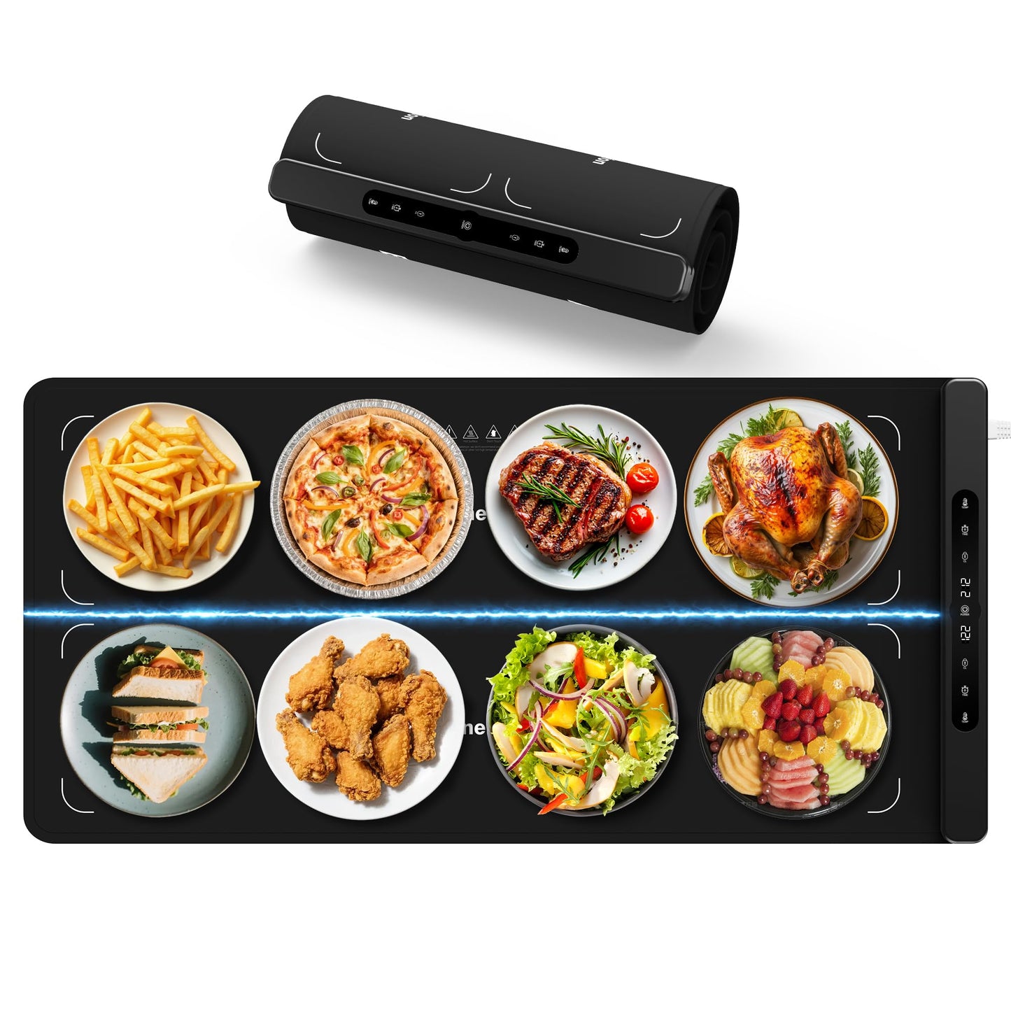 Newise Graphene Warming Mat for Food, Dual-Zone Heating XXL 36”x17”, Food Warmer for Parties Buffets with 6 Temperature & Timer, Child Lock, Daily Use, Gift for Family, Mom, Black