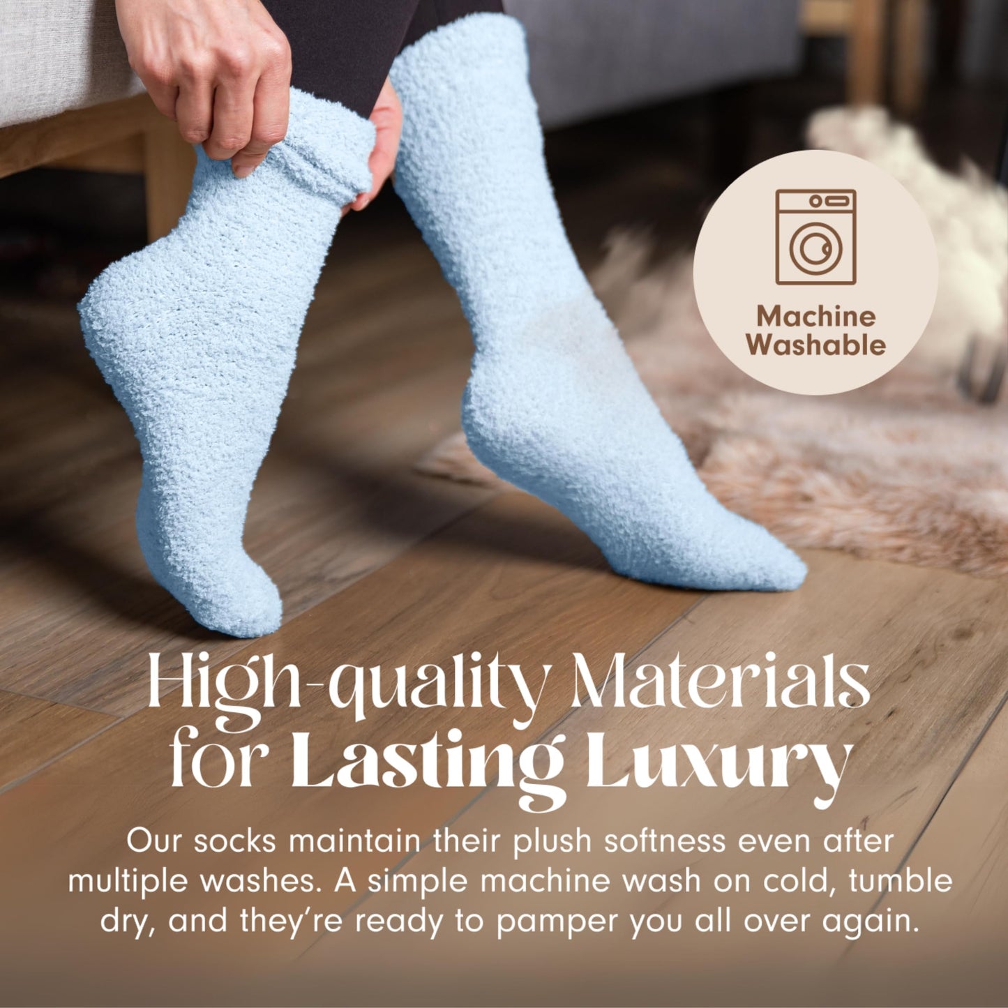 Unboxme Gifts Warm & Cozy Ultra-Luxe Cloud Socks for Women & Men - Super Soft Luxurious Fabric Sleep Socks for Him & Her, Blue 2 Pairs