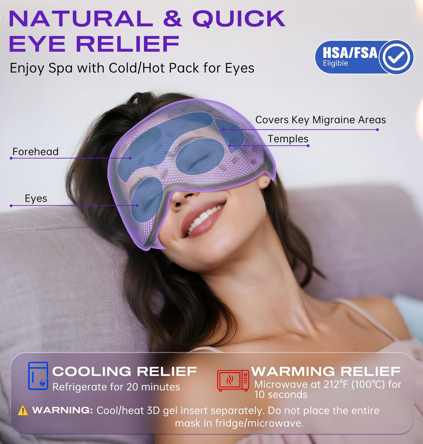 Sleep Mask Headphones Bluetooth 5.4 with 3D Removable Hot & Cold Compress, TOPOINT Weighted Eye Mask Blackout Soft, Cooling Breathable for Women Men Deep Sleep Relax Tired Eyes Migraine Office Travel
