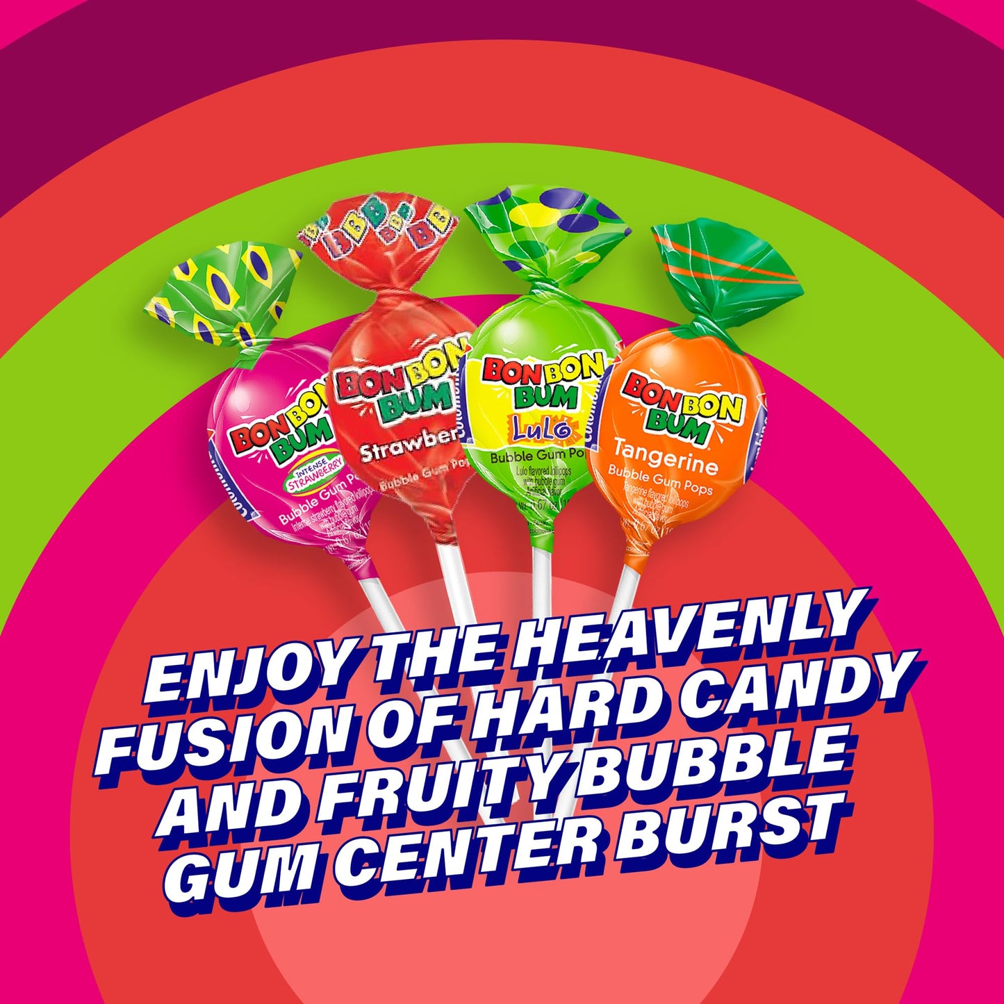 Colombina Bon Bon Bum Lollipops, Assorted Flavor, 48 Count (Pack of 1)