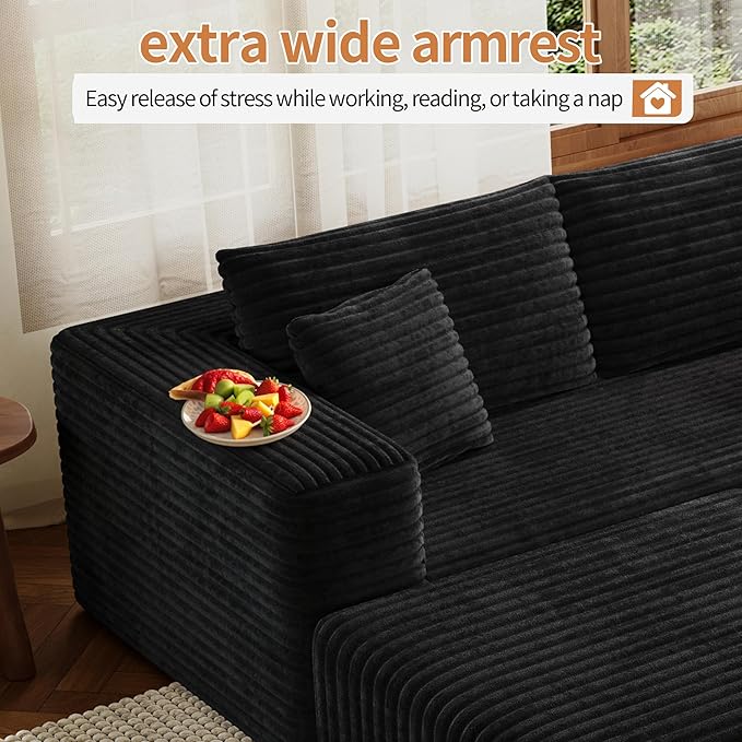 Fancyfire 108" Cloud Modular Sectional Couch with 2 Ottoman,Ultimate Comfort U-Shaped Deep Seat Sofa,Boneless Couch Upholstered 3-Seater Sofas for Living Room, No Assembly Required(Black)