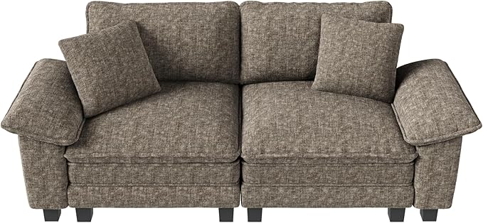 MIXPATIO 87" Cloud Modular Sectional Loveseat, 2-Seater w/Deep Seat & Removable Arms, Plush Chenille for Small Living Room & Apartment - Smoky Gray