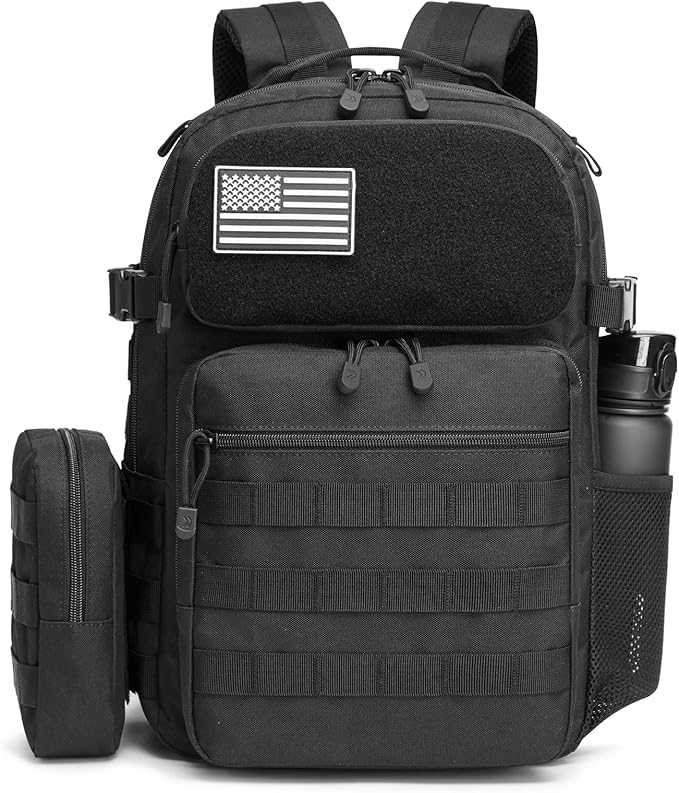 G4Free 25L Small Backpack Fits 15" Laptop, Tactical Work Back Pack Travel Bag for Men, Black