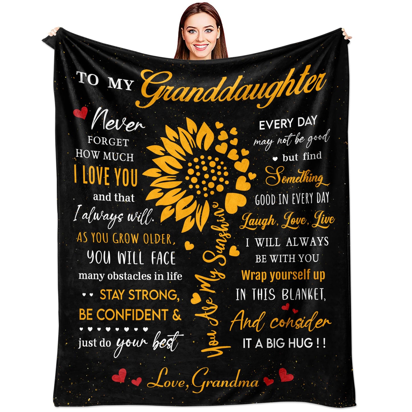 Vervehub Gifts for Granddaughter from Grandma, Granddaughter Gifts from Grandma, Birthday Gift for Granddaughter, Granddaughter Gifts from Nana, Granddaughter Gifts Blanket 60x50 Inch