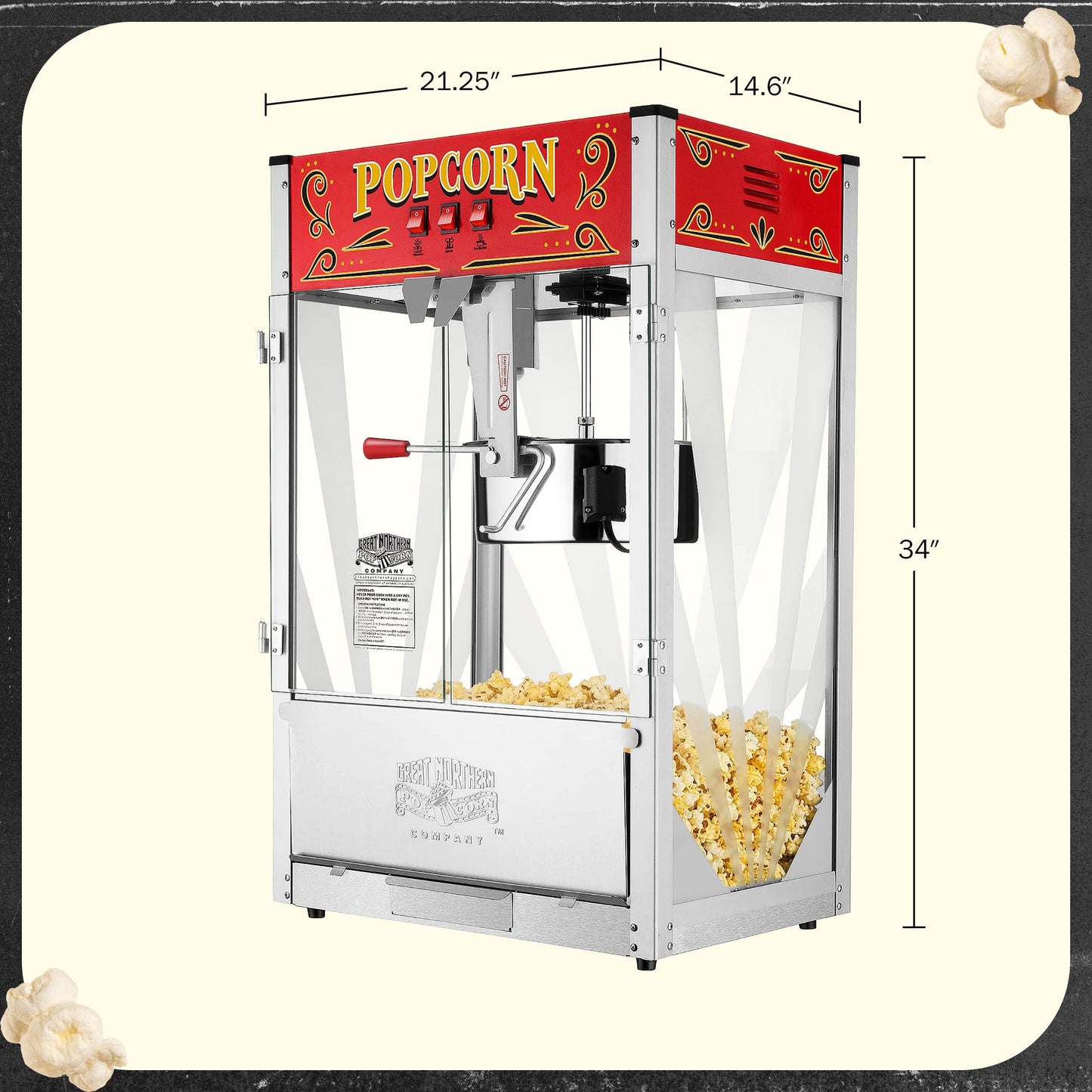 Great Northern Midway Marvel Commercial Quality Popcorn Popper Machine 16 Ounce