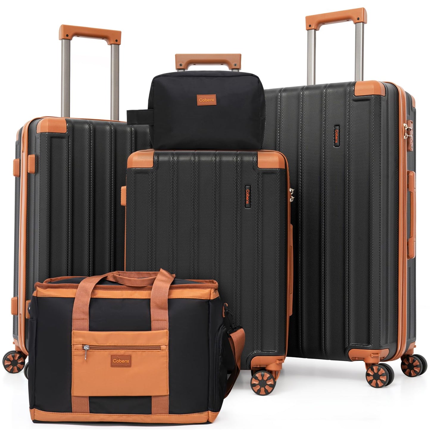 Cobens Luggage Sets 5 Piece Suitcase with Wheels，ABS Hard Case Luggage with Detachable Spinner Wheels，Carry on Luggage Set with TSA Lock （20/24/28 Inch