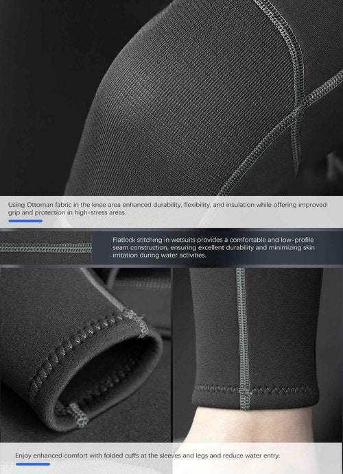 Hevto Men Wetsuits 3/2mm Neoprene Front Zip Full Wet Suit Keep Warm for Surfing Swimming SUP Snorkeling Diving (M2-Black, XL)