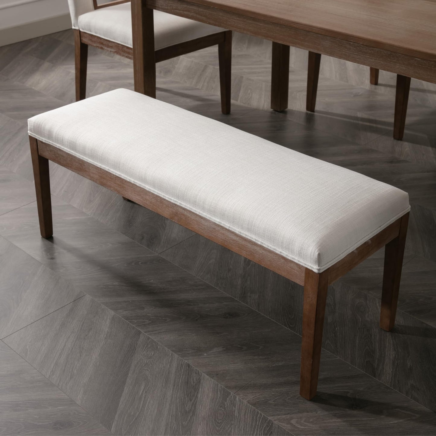 Janoray Linen Entryway Bench Farmhouse Dining Benches Upholstered Bedroom Bench Shoe Bench Seat for Hallway Living Room Bedroom End of Bed, 16" D x 45.5" W x 18.75" H, Beige