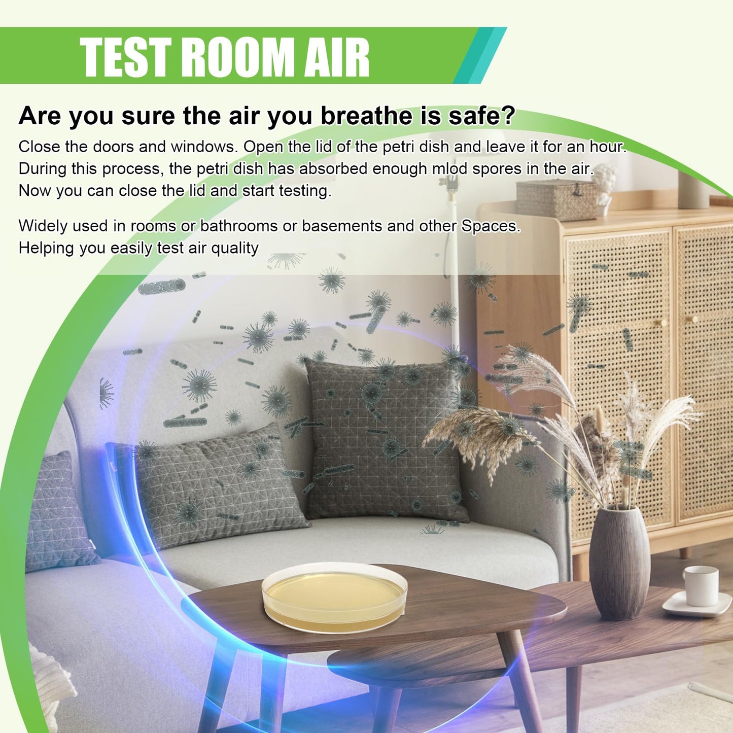 Mold Test Kit for Home - 6 Simple Detection Tests,Test HVAC System,Home Surfaces,&Indoor Air Quality Testing Kits,DIY black Mold Detector at Home,Includes Detailed Mold Identification Guide,air Tester