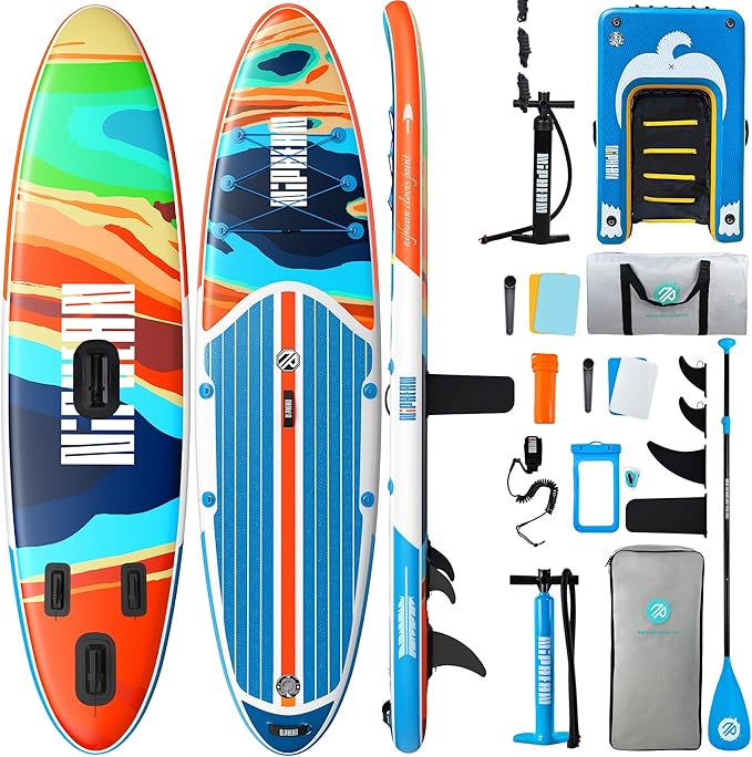 Niphean Inflatable Stand Up Paddle Board with Stabiltrac Fin Design and SUP Accessories & Niphean Dog Pool Ramp(Full-Cover...